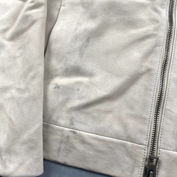 Madewell Jacket Women Size 10 Beige Suede Moto Zip Up Crop 90s NWT FLAW NO887 - Picture 11 of 16